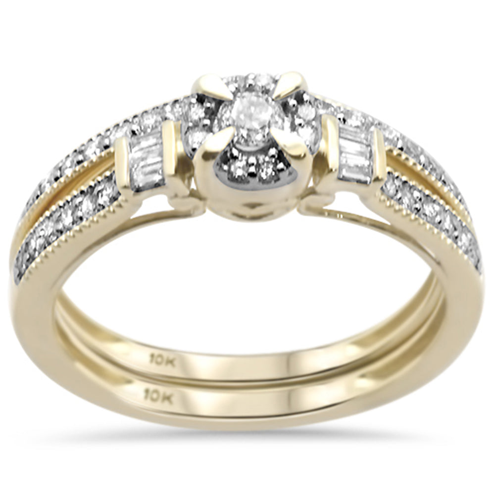 SPECIAL!  .47CT G SI 10K Yellow Gold Diamond Engagement RING Bridal Set Size 6.5