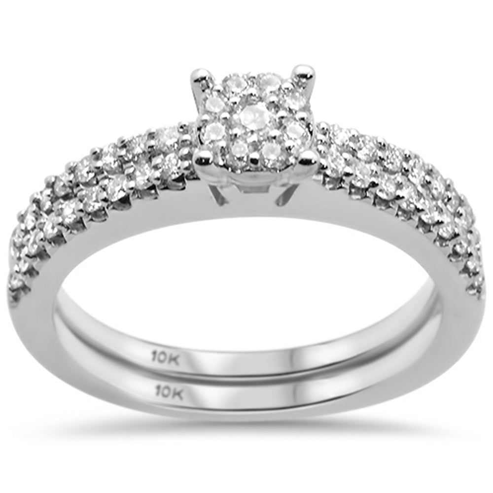 ''SPECIAL! .52ct G SI 10K White GOLD Diamond Engagement Ring Bridal Set Size 6.5''