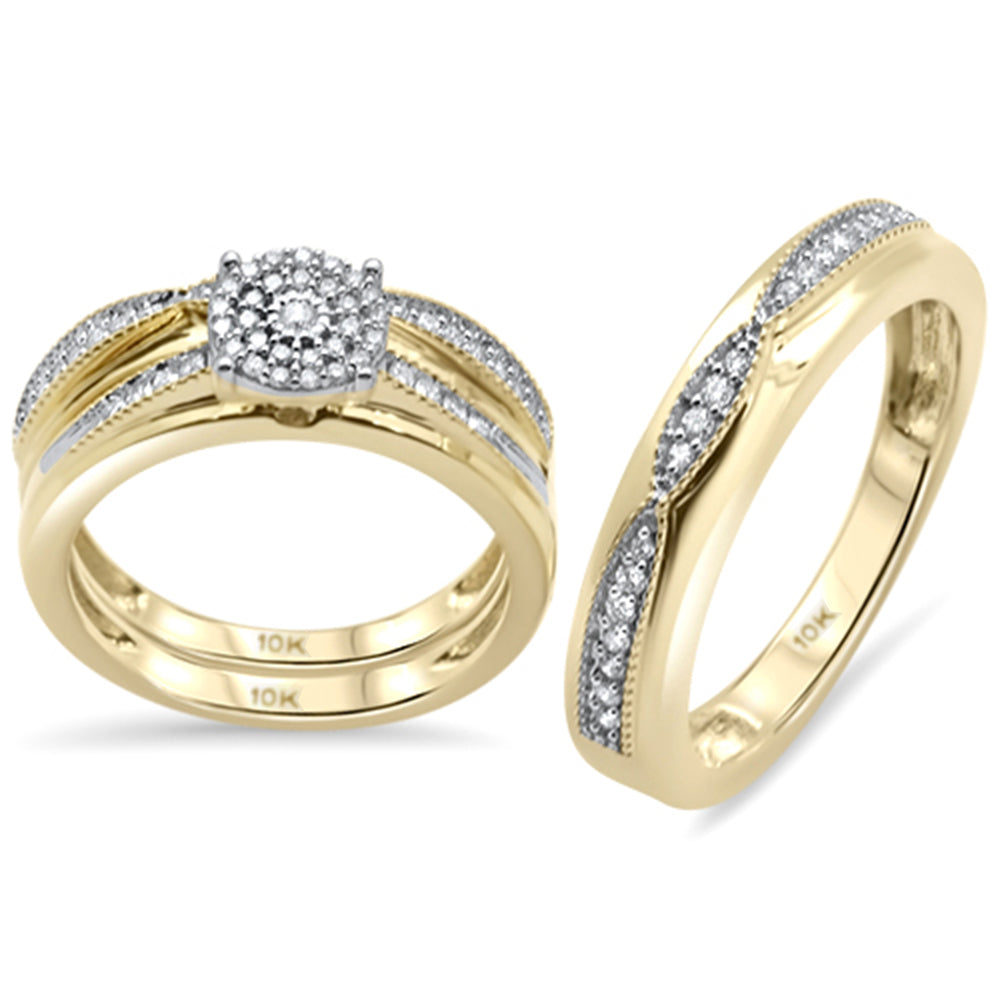 ''SPECIAL!.43ct G SI 10K Yellow GOLD Diamond 3pcs Wedding Trio Set''