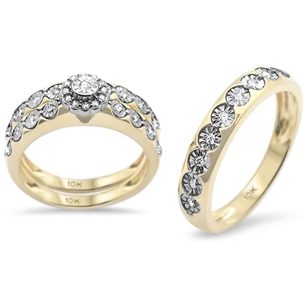 ''SPECIAL!.38ct G SI 10K Yellow Gold DIAMOND 3pcs Wedding Trio Set''