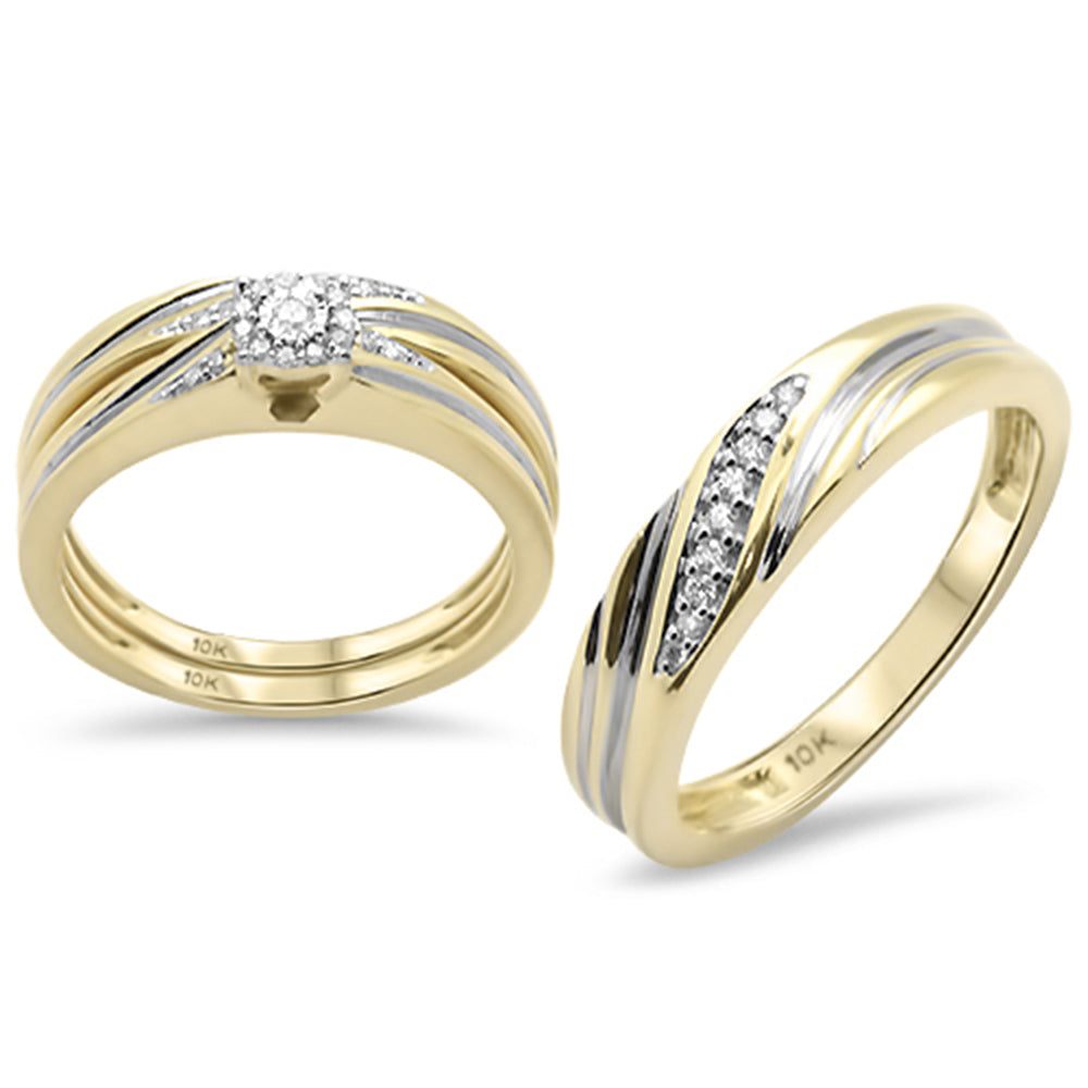 ''SPECIAL!.21ct G SI 10K Yellow Gold DIAMOND 3pcs Men's & Women's Wedding Trio Set''