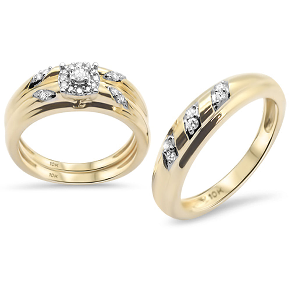 ''SPECIAL!.34ct G SI 10K Yellow GOLD Diamond 3pcs Wedding Trio Set''