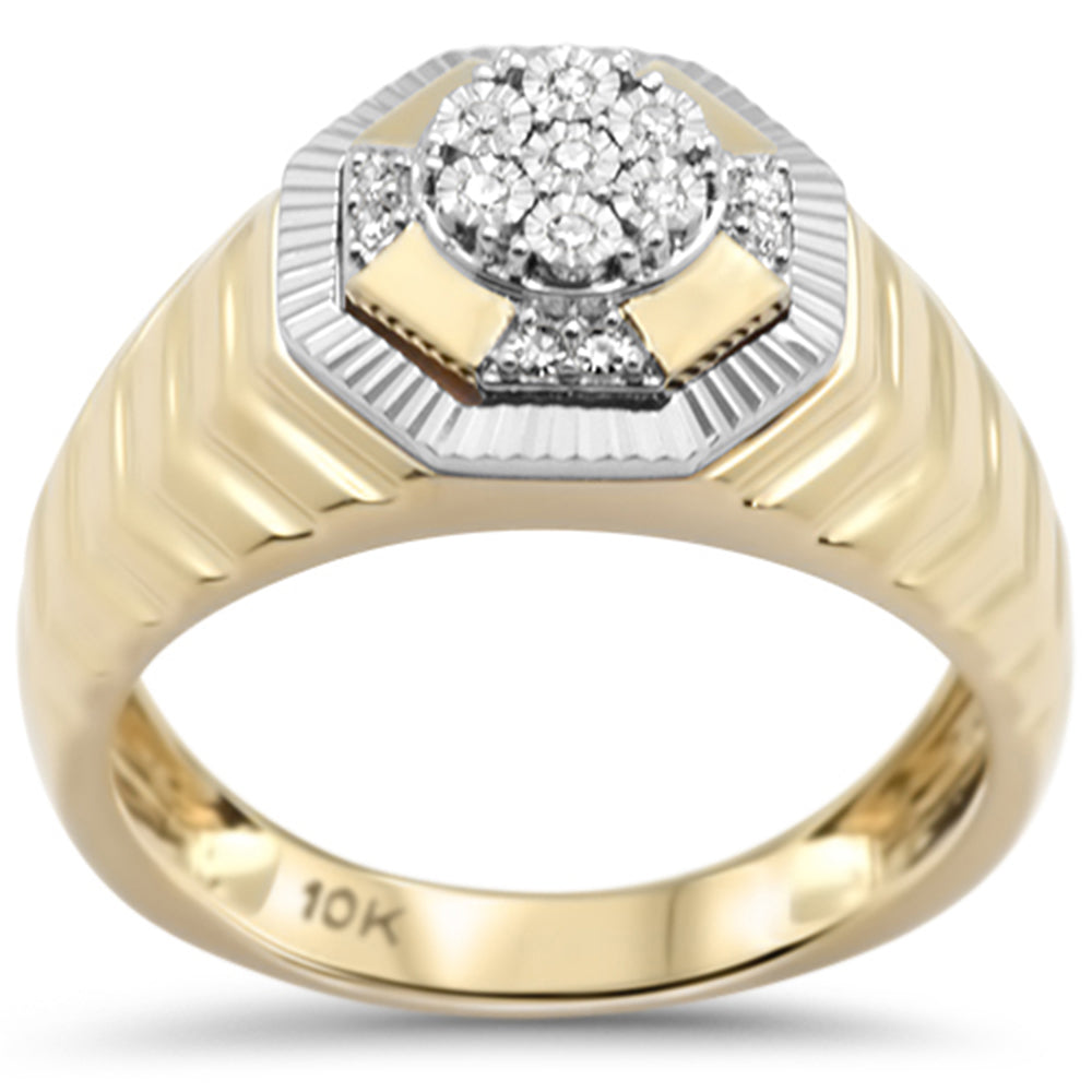 .10ct F SI 10K Yellow GOLD Diamond  Men's Miracle Illusion Band Ring Size 10
