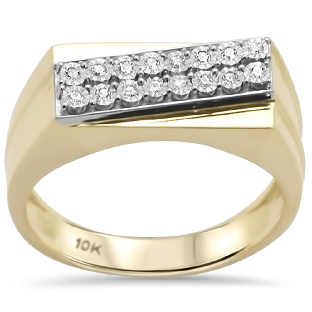 ''SPECIAL! .10ct F SI 10K Yellow Gold Diamond  Men's Miracle Illusion Band RING Size 10''
