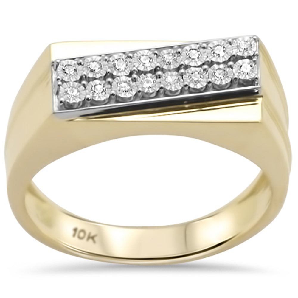 ''SPECIAL! .10ct F SI 10K Yellow Gold DIAMOND  Men's Miracle Illusion Band Ring Size 10''