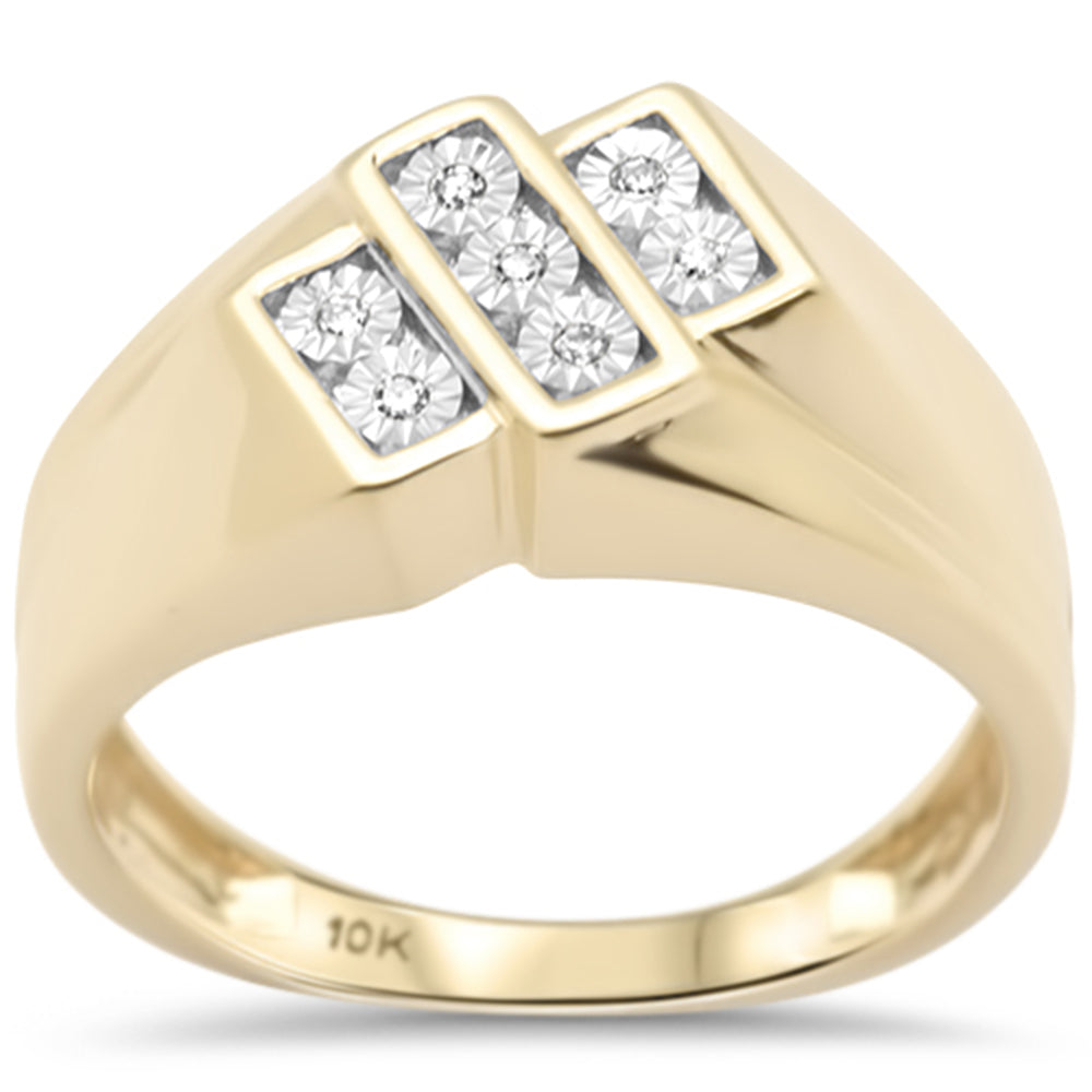 .05ct G SI 10K Yellow Gold DIAMOND Men's Miracle Illusion Band Ring Size 10