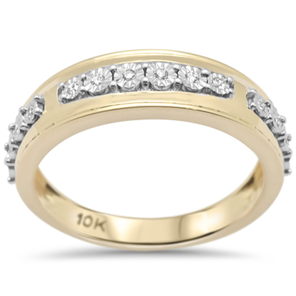 .10ct F SI 10K Yellow GOLD Diamond Men's Band Ring Size 10