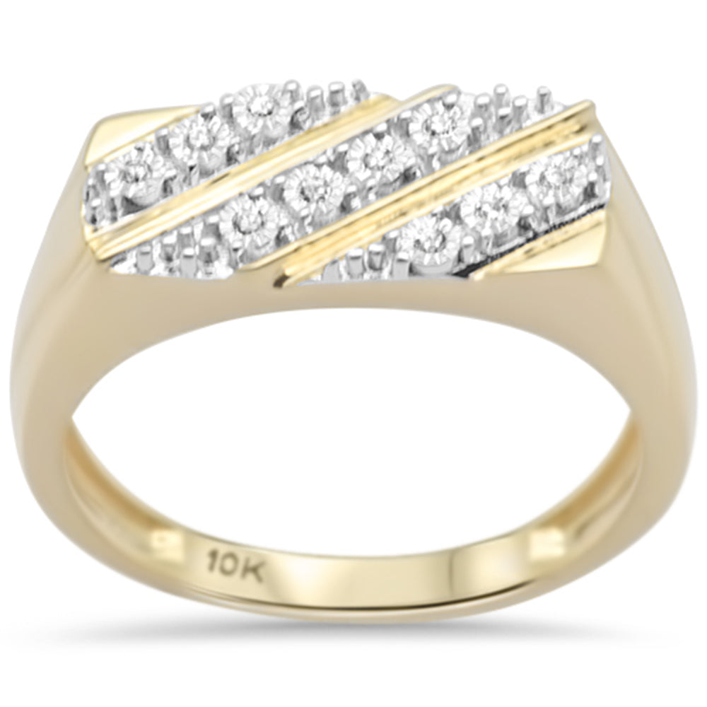 .06ct F SI 10K Yellow Gold DIAMOND Men's Band Ring Size 10