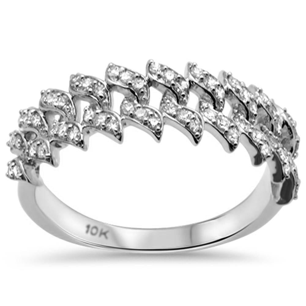 ''SPECIAL! .39ct G SI 10K White Gold DIAMOND Men's Cuban Link Ring Size 10''