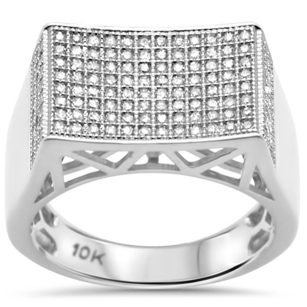 ''SPECIAL! .70ct G SI 10K White Gold DIAMOND Men's Micro Pave Ring Size 10''
