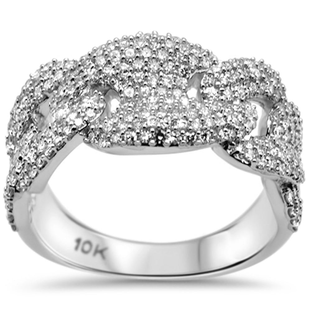 ''SPECIAL! 1.25ct G SI 10K White Gold Diamond Mariner Link Men's RING Size 10''