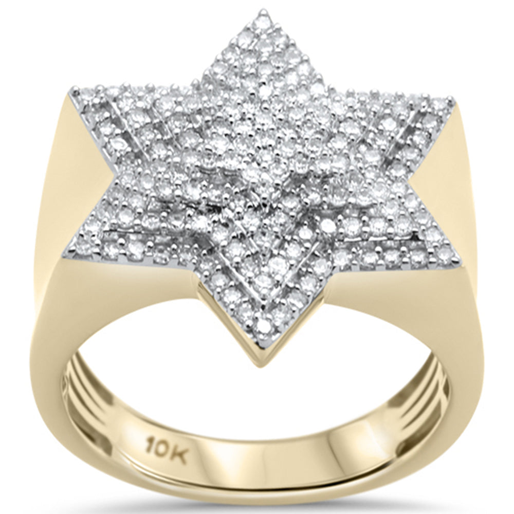 ''SPECIAL! .97ct G SI 10K Yellow GOLD Diamond Men's Micro Pave Star Ring Size 10''