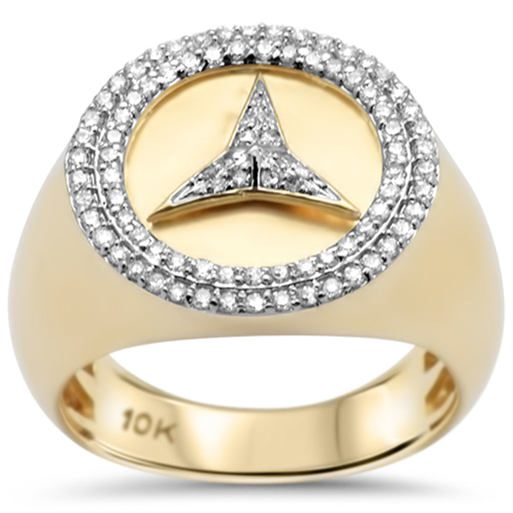 ''SPECIAL! .56ct G SI 10K Yellow GOLD Diamond Men's Micro Pave Emblem Ring Size 10''