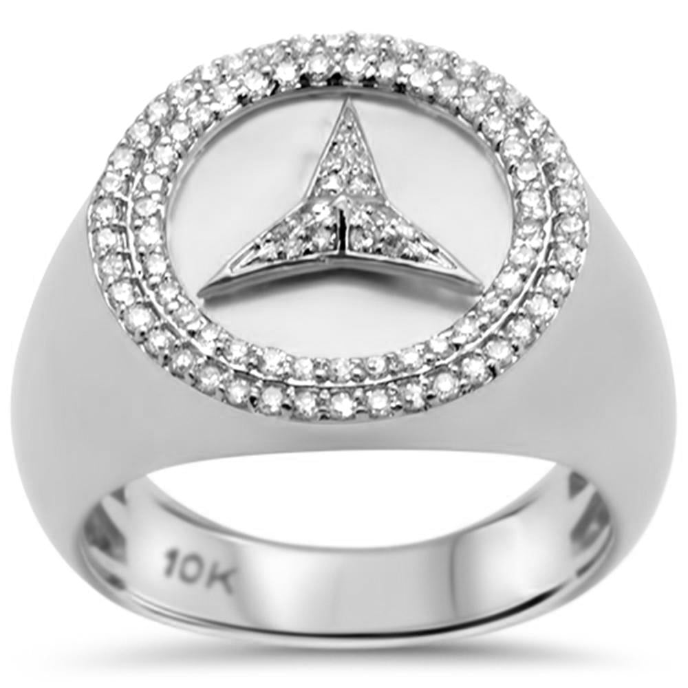 ''SPECIAL! .53ct G SI 10K White GOLD Diamond Men's Micro Pave Emblem Ring Size 10''