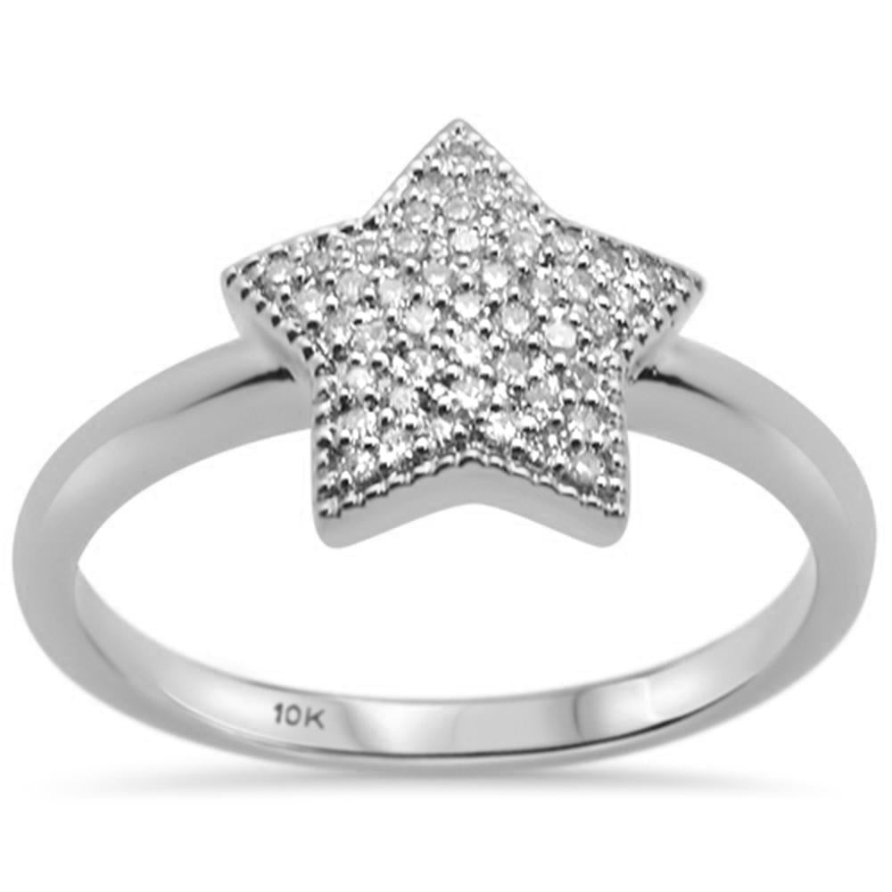 .16ct G SI 10K White Gold DIAMOND Star Ring Size 6.5