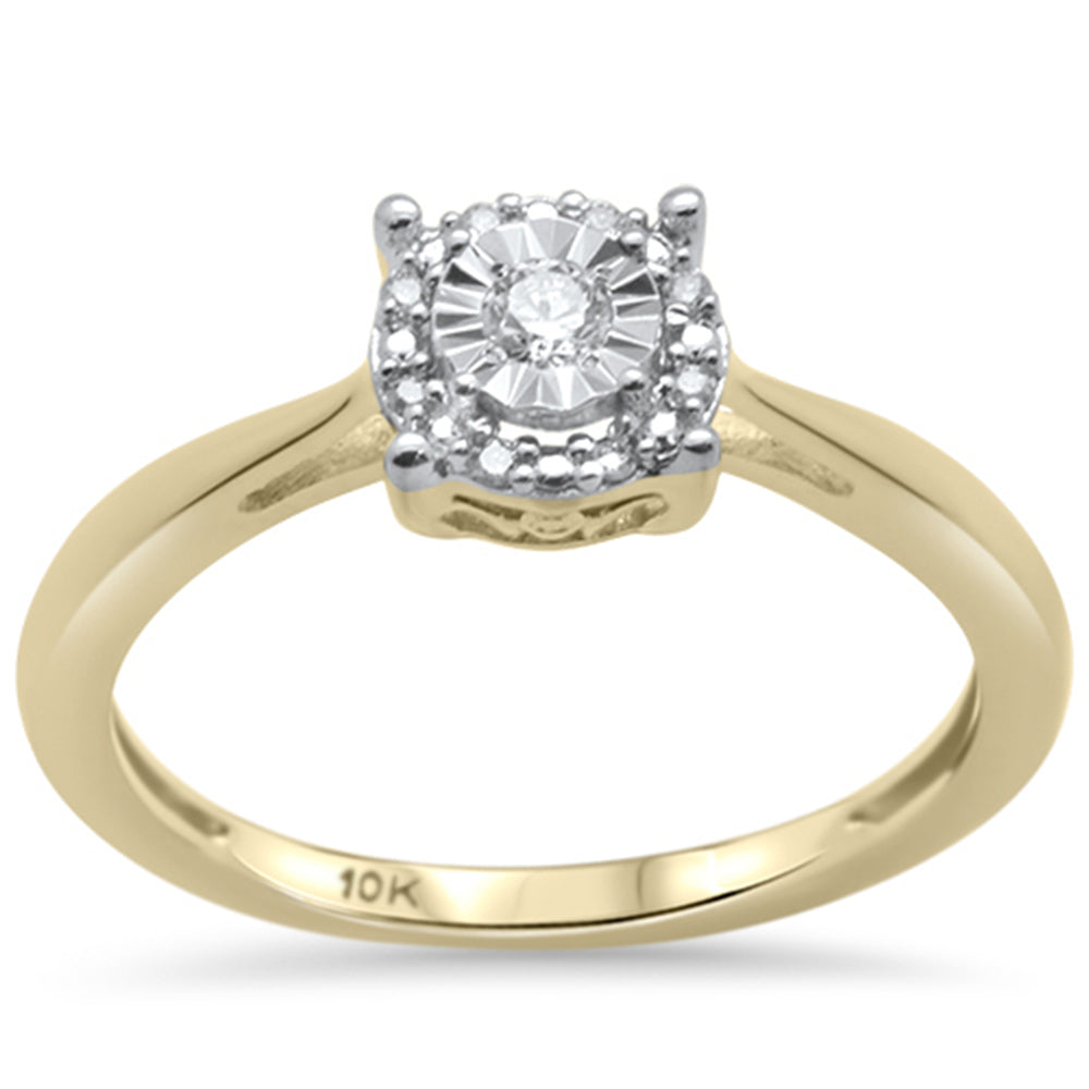 .11ct G SI 10K Yellow GOLD Diamond Miracle Illusion Engagement Ring Size 6.5