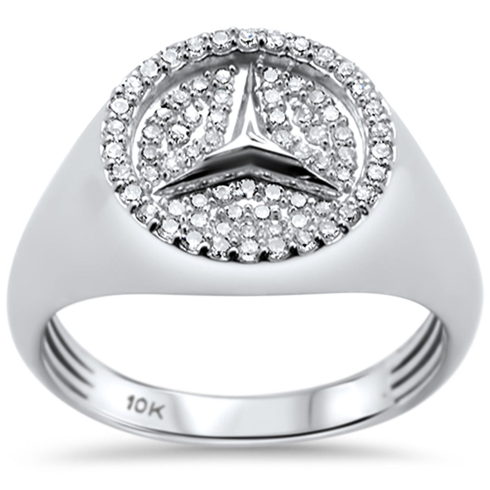 ''SPECIAL! .51ct G SI 10K White GOLD Diamond Men's Logo Signet Ring Size 10''