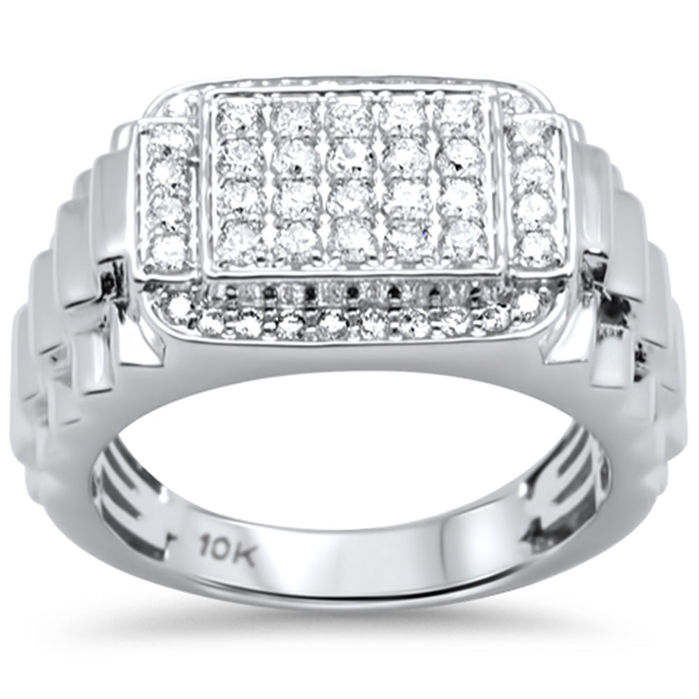 ''SPECIAL! .97ct G SI 10K White GOLD Diamond Men's Ring Size 10''