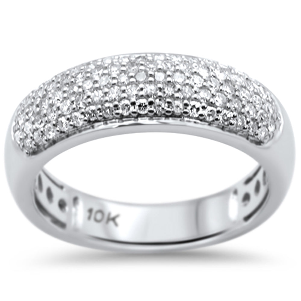 ''SPECIAL! .54ct G SI 10K White GOLD Diamond Engagement Anniversary Pave Band Ring Size 6.5''