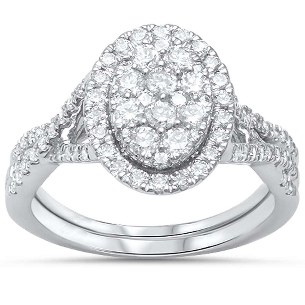 ''SPECIAL! .98ct G SI 10kt White Gold Oval DIAMOND Ring Bridal Set''