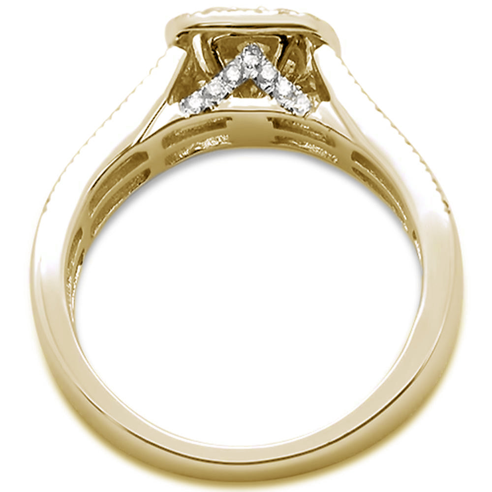 .87ct 10k Yellow Gold Square Diamond Engagement Ring Size 6.5