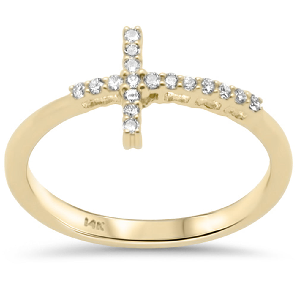 .14ct G SI 14K Yellow Gold DIAMOND Cross Ring Size 6.5