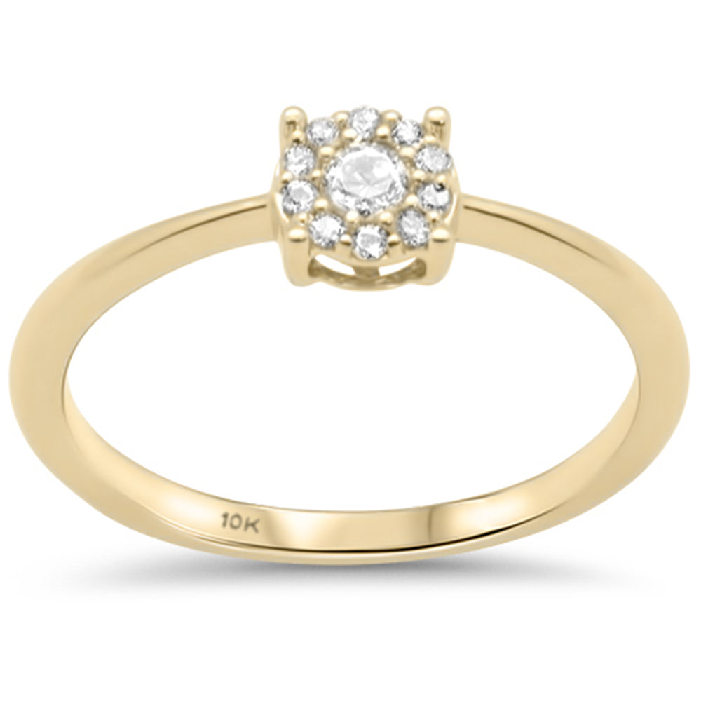 .16ct G SI 10K Yellow Gold Diamond Flower Solitaire RING Size 6.5