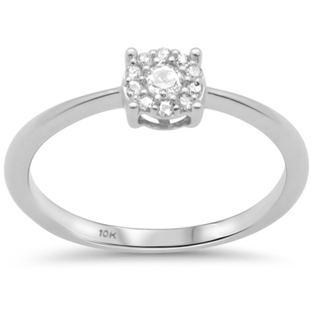 .14ct G SI 10K White Gold DIAMOND Flower Solitaire Ring Size 6.5