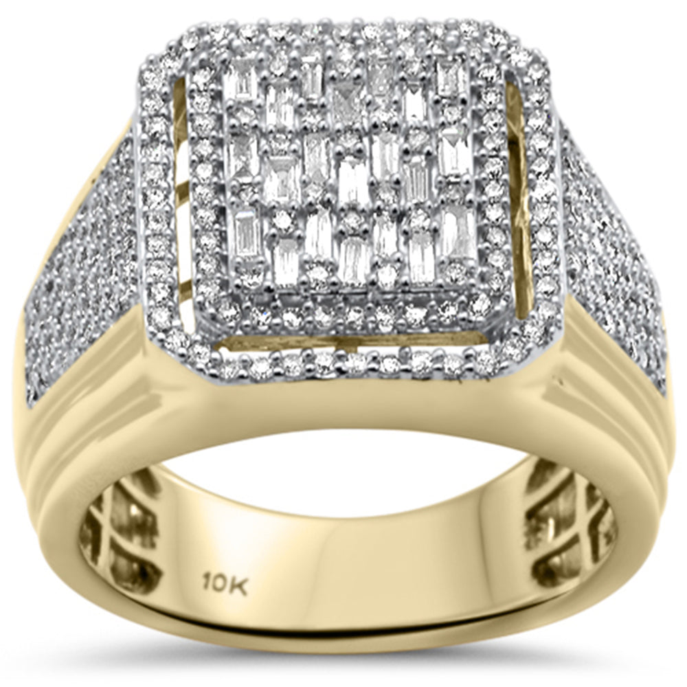 ''SPECIAL! 1.44ct G SI 10K Yellow Gold Diamond Round & Baguette Men's RING Size 10''