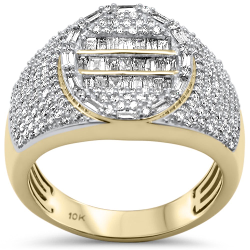 ''SPECIAL! 1.64ct G SI 10K Yellow Gold Diamond Round & Baguette Men's RING Size 10''