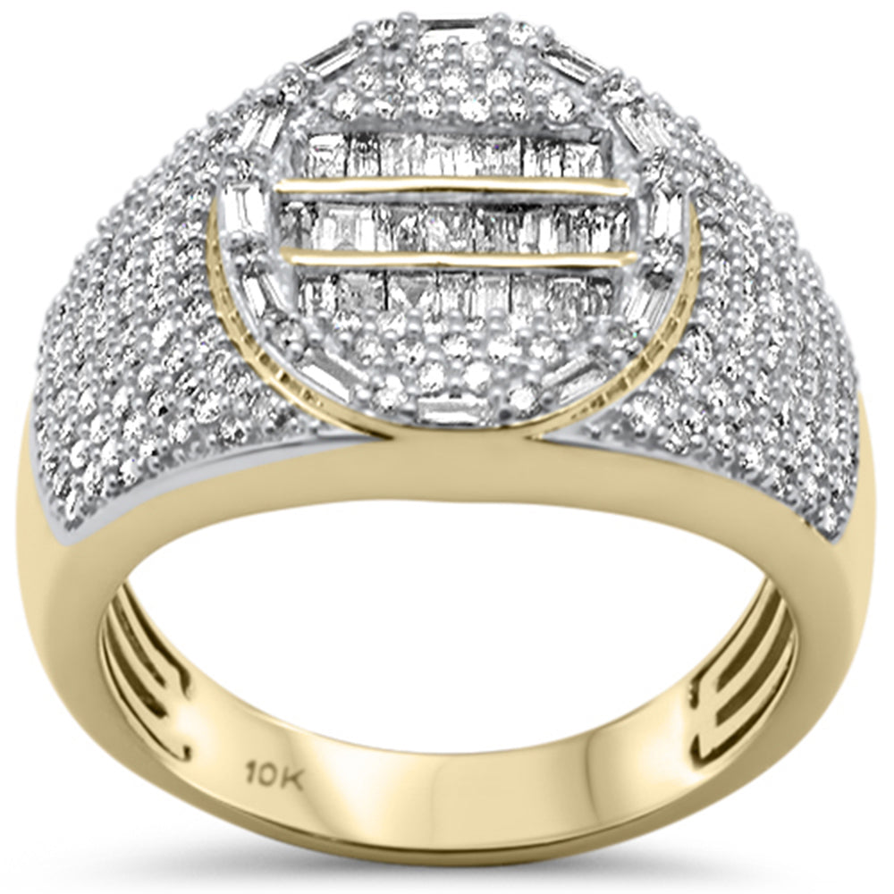 ''SPECIAL! 1.64ct G SI 10K Yellow GOLD Diamond Round & Baguette Men's Ring Size 10''