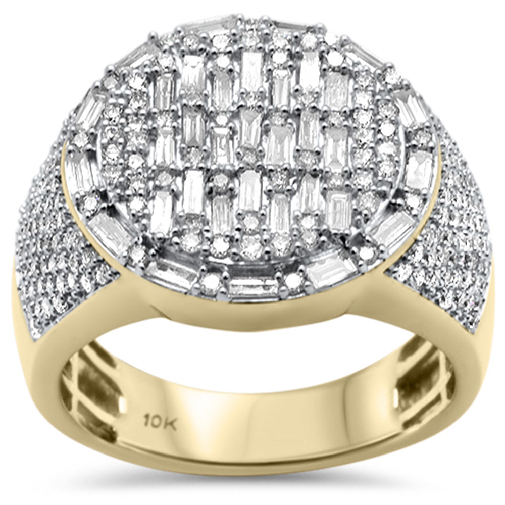 ''SPECIAL! 1.86ct G SI 10K Yellow Gold Diamond Round & Baguette Men's RING Size 10''