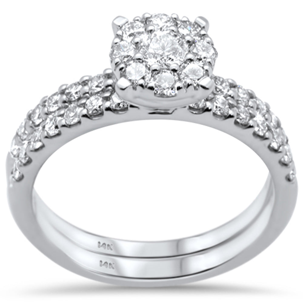 ''SPECIAL! 1.01ct G SI 14K White Gold DIAMOND Engagement Bridal Set Size 6.5''