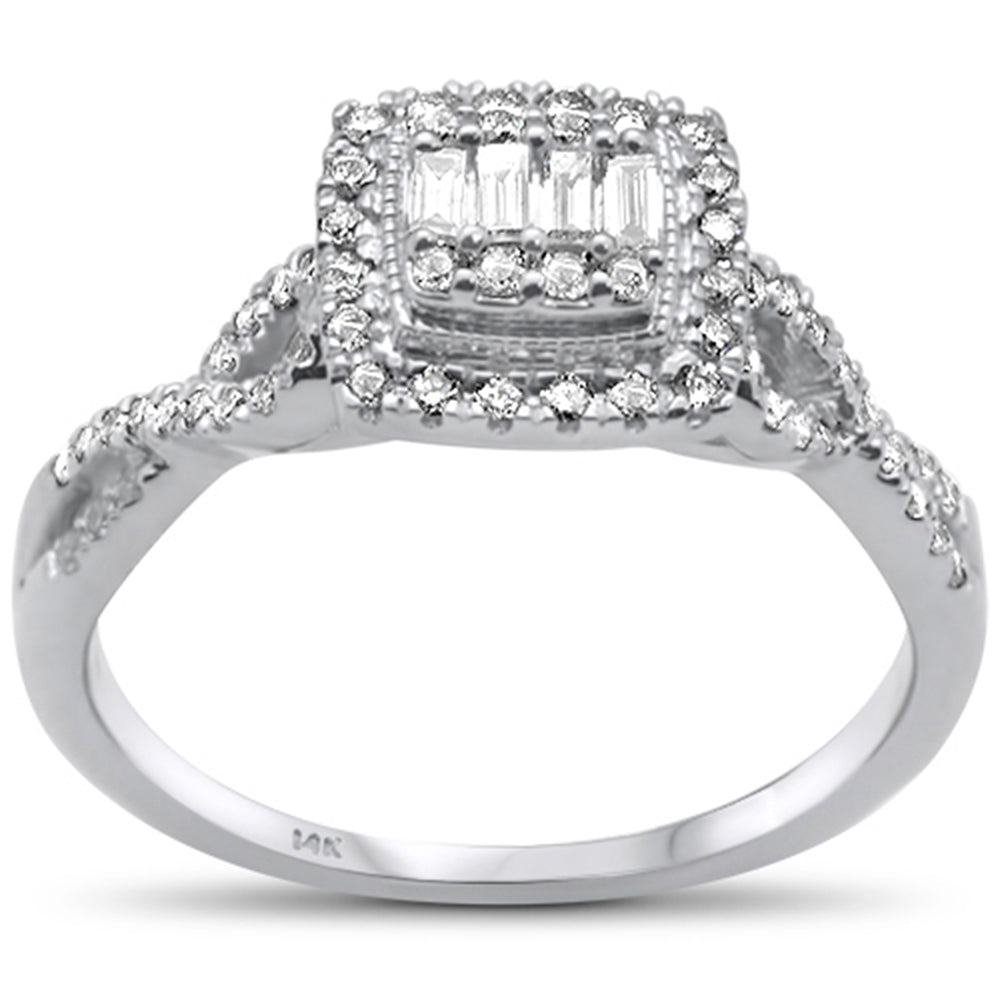 ''SPECIAL! .36ct G SI 14K White GOLD Baguette & Round Diamond Engagement Ring Size 6.5''
