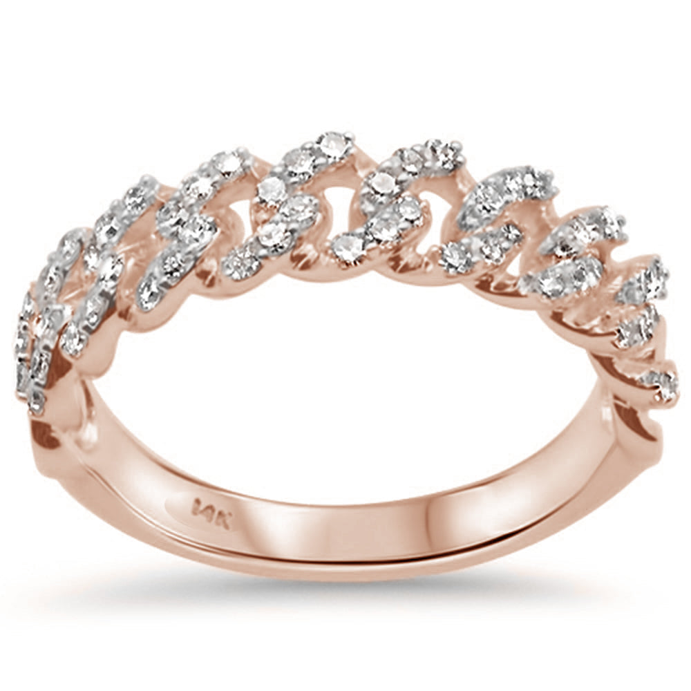 ''SPECIAL!.27ct G SI 14k Rose Gold DIAMOND Cuban Ladies Ring Size 6.5''