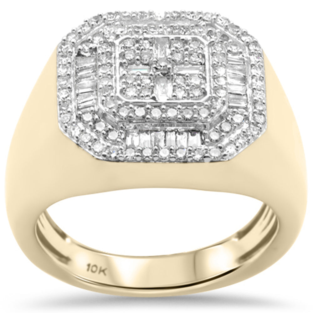 ''SPECIAL! 1.00ct G SI 10KT Yellow Gold Baguette & Round Diamond Men's RING Size 10''