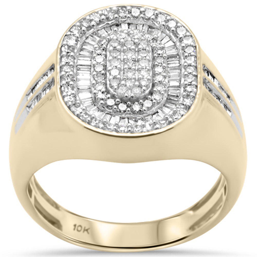 ''SPECIAL! .92ct G SI 10KT Yellow GOLD Baguette & Round Diamond Men's Ring Size 10''