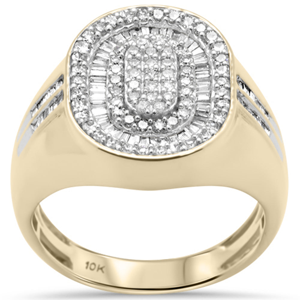 ''SPECIAL! .92ct G SI 10KT Yellow Gold Baguette & Round DIAMOND Men's Ring Size 10''