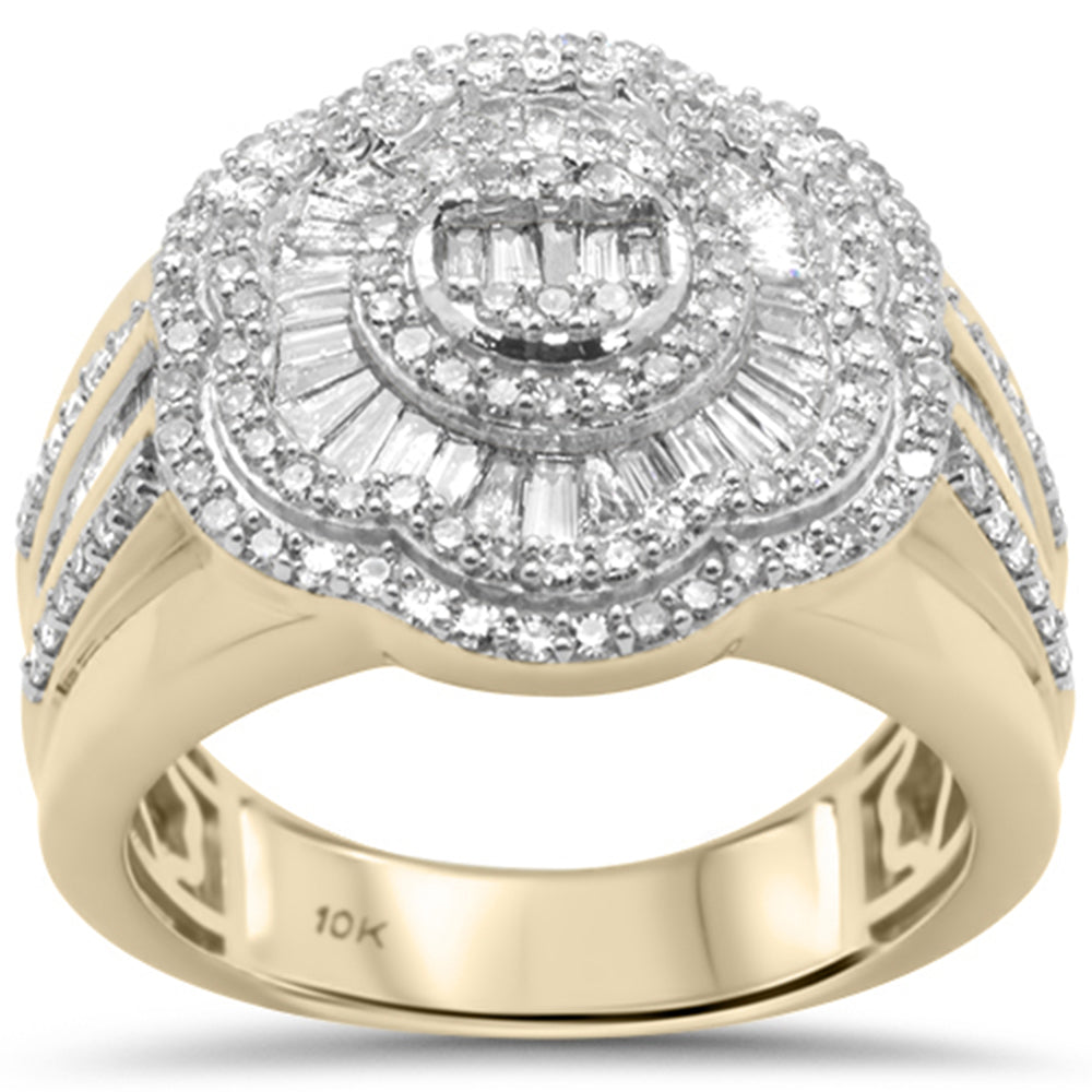 ''SPECIAL! 1.51ct G SI 10KT Yellow GOLD Baguette & Round Diamond Men's Ring Size 6.5''