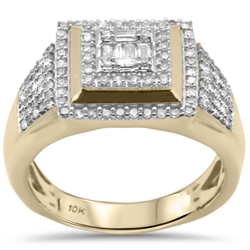 ''SPECIAL! .78ct G SI 10KT Yellow GOLD Baguette & Round Diamond Men's Ring Size 10''