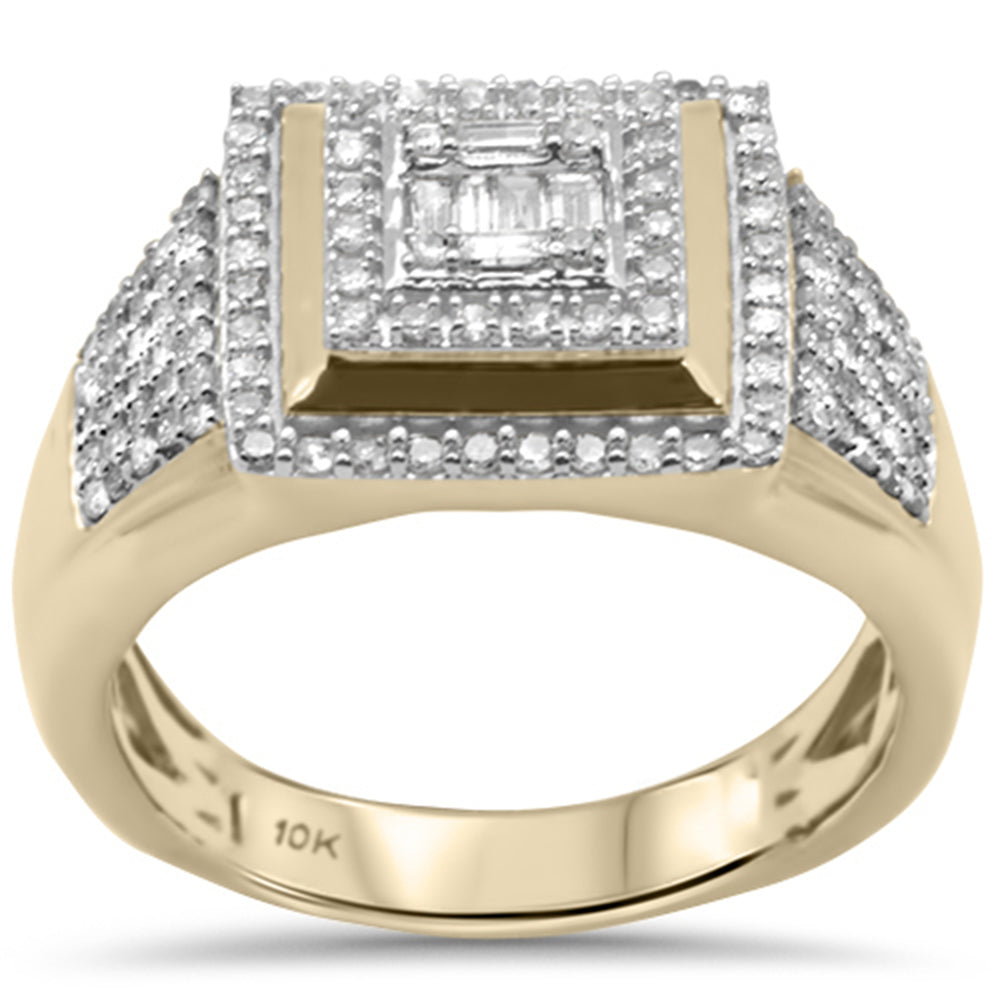 ''SPECIAL! .78ct G SI 10KT Yellow Gold Baguette & Round DIAMOND Men's Ring Size 10''