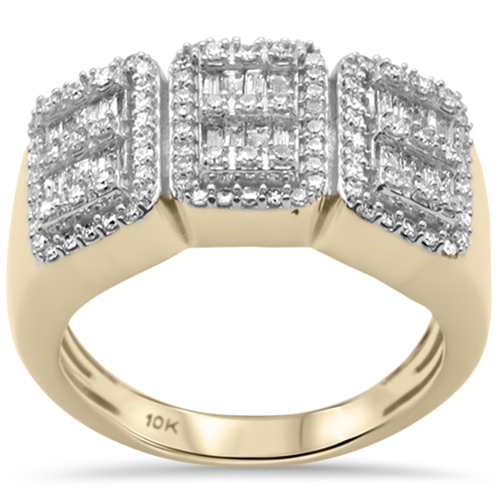 ''SPECIAL! 1.03ct G SI 10KT Yellow Gold Baguette & Round DIAMOND Men's Ring Size 10''