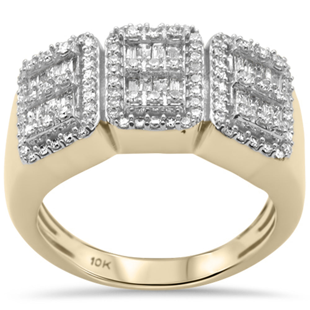 ''SPECIAL! 1.03ct G SI 10KT Yellow GOLD Baguette & Round Diamond Men's Ring Size 10''