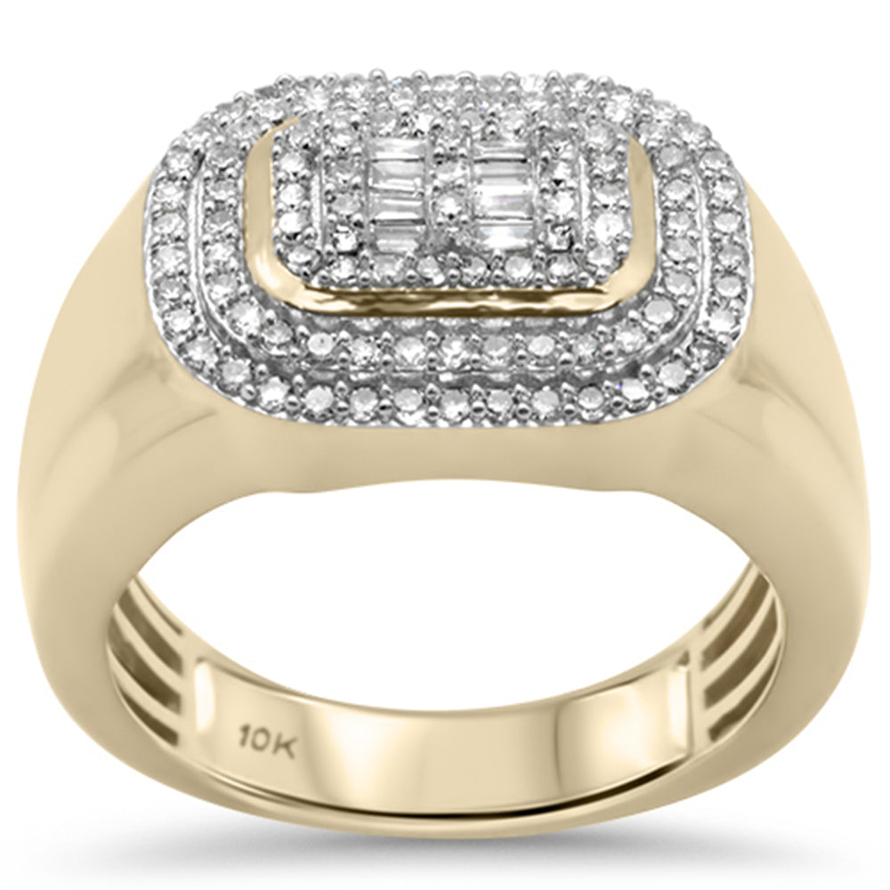 ''SPECIAL! .76ct G SI 10KT Yellow Gold Baguette & Round DIAMOND Men's Ring Size 10''
