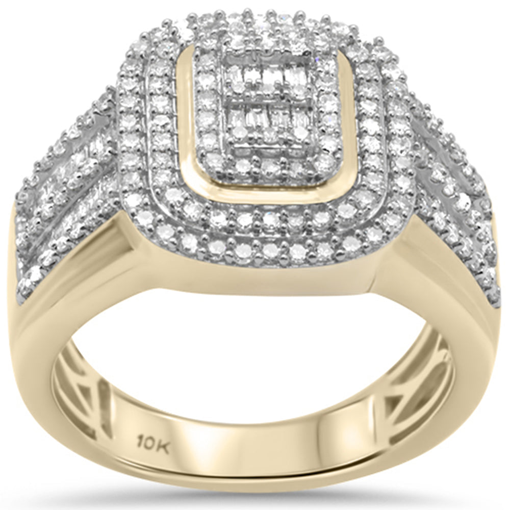 ''SPECIAL!1.22ct G SI 10KT Yellow GOLD Baguette & Round Diamond Men's Ring Size 6.5''