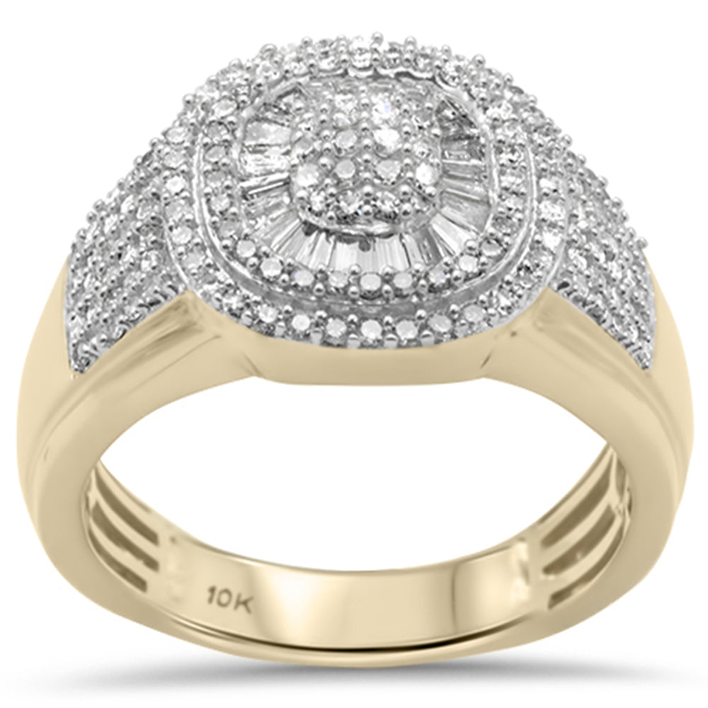 ''SPECIAL!1.02ct G SI 10KT Yellow Gold Baguette & Round Diamond Men's RING Size 10''