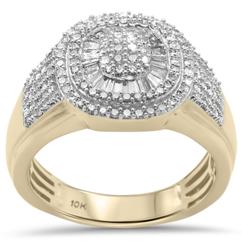 ''SPECIAL!1.02ct G SI 10KT Yellow GOLD Baguette & Round Diamond Men's Ring Size 10''