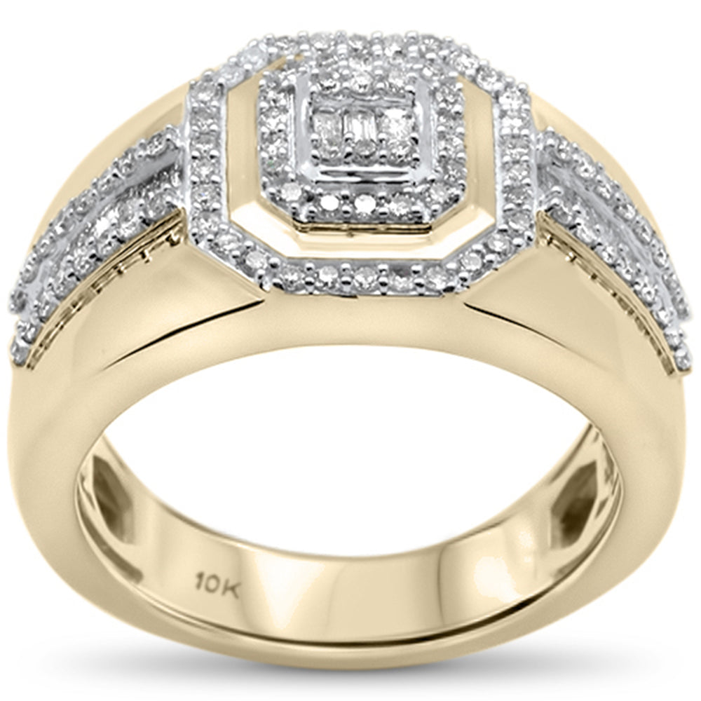 ''SPECIAL! .80ct G SI 10KT Yellow Gold Baguette & Round Diamond Men's RING Size 10''