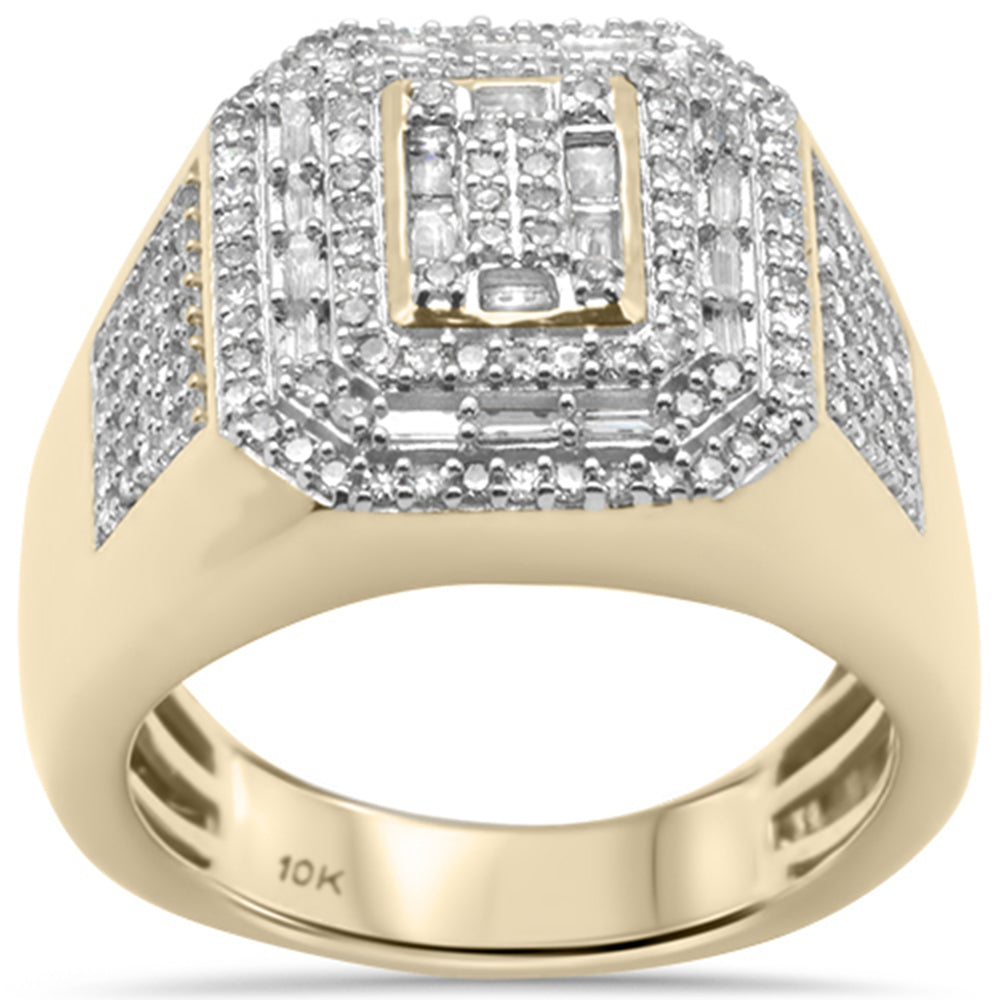 ''SPECIAL! 1.18ct G SI 10KT Yellow Gold DIAMOND Baguette & Round Men's Ring Size 10''