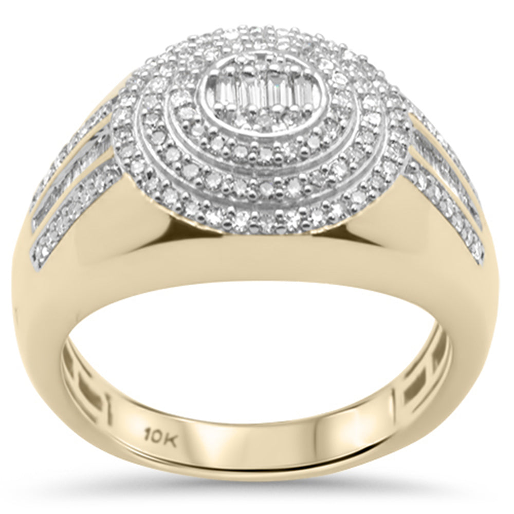 ''SPECIAL! .77ct G SI 10KT Yellow Gold Baguette & Round Diamond Men's RING Size 10''